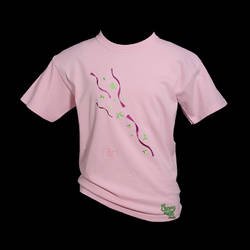 Embroidered Stars and Ribbons Tattoo Child Pink T