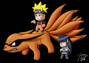 chibi naruto hinata and kurama color