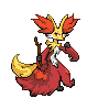 Delphox in animated BW Sprite Style