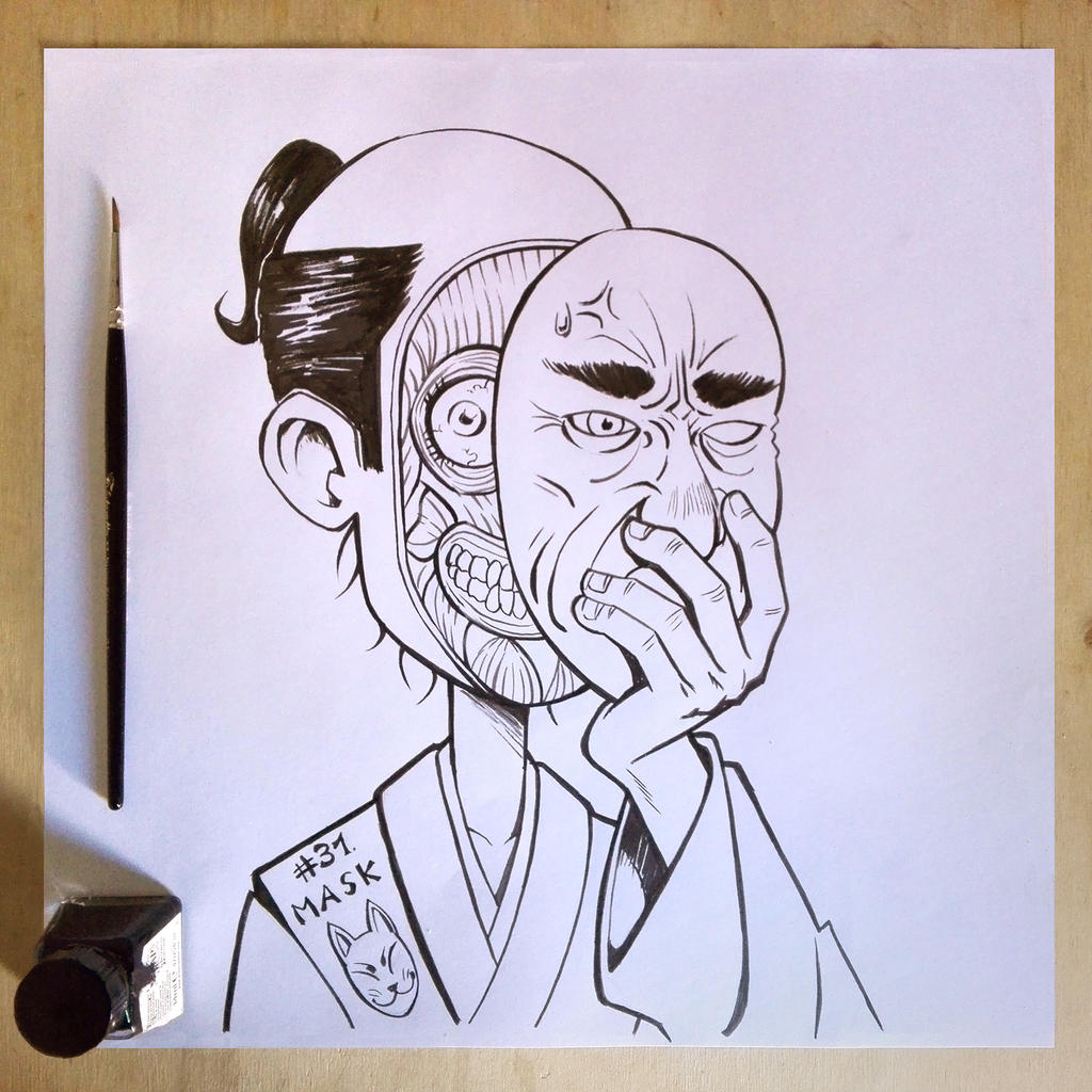 Inktober2017 day31 Mask by Entropician