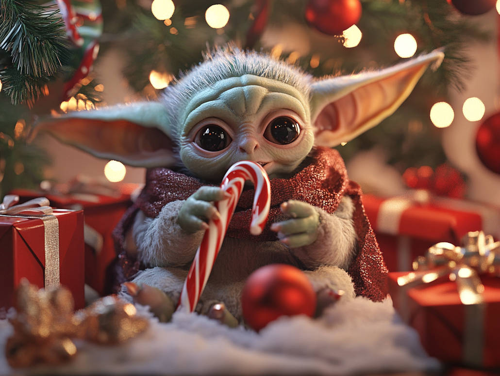 Grogu eating a candycane by Iam8lu3 on DeviantArt