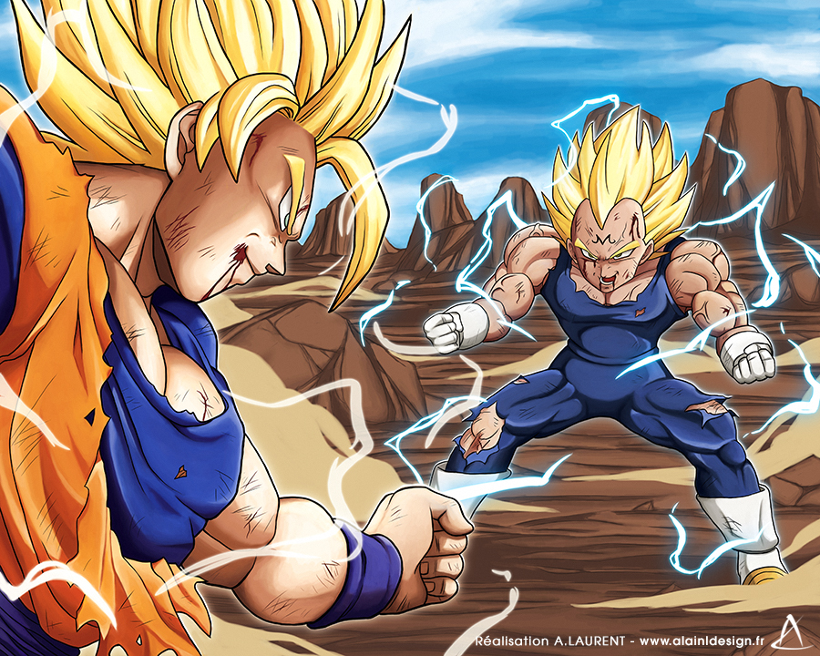 Goku vs Vegeta by LaurentAlain on DeviantArt