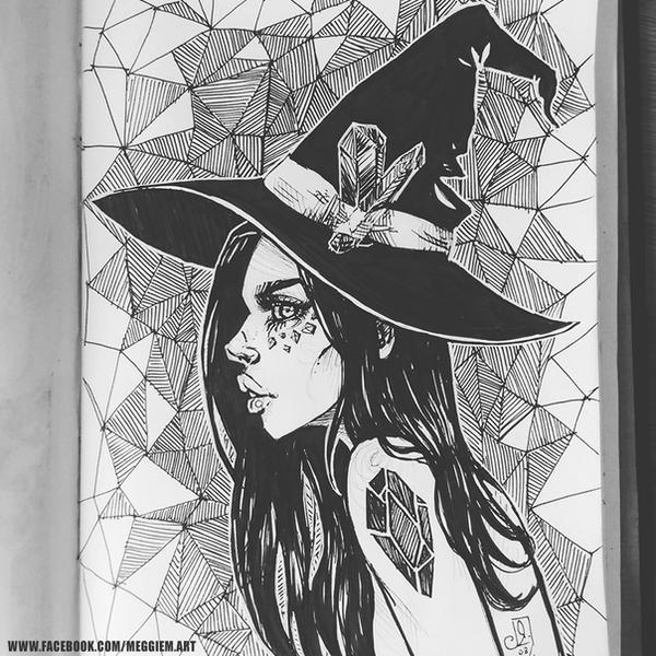 Inktober Day 9 Crystal Witch