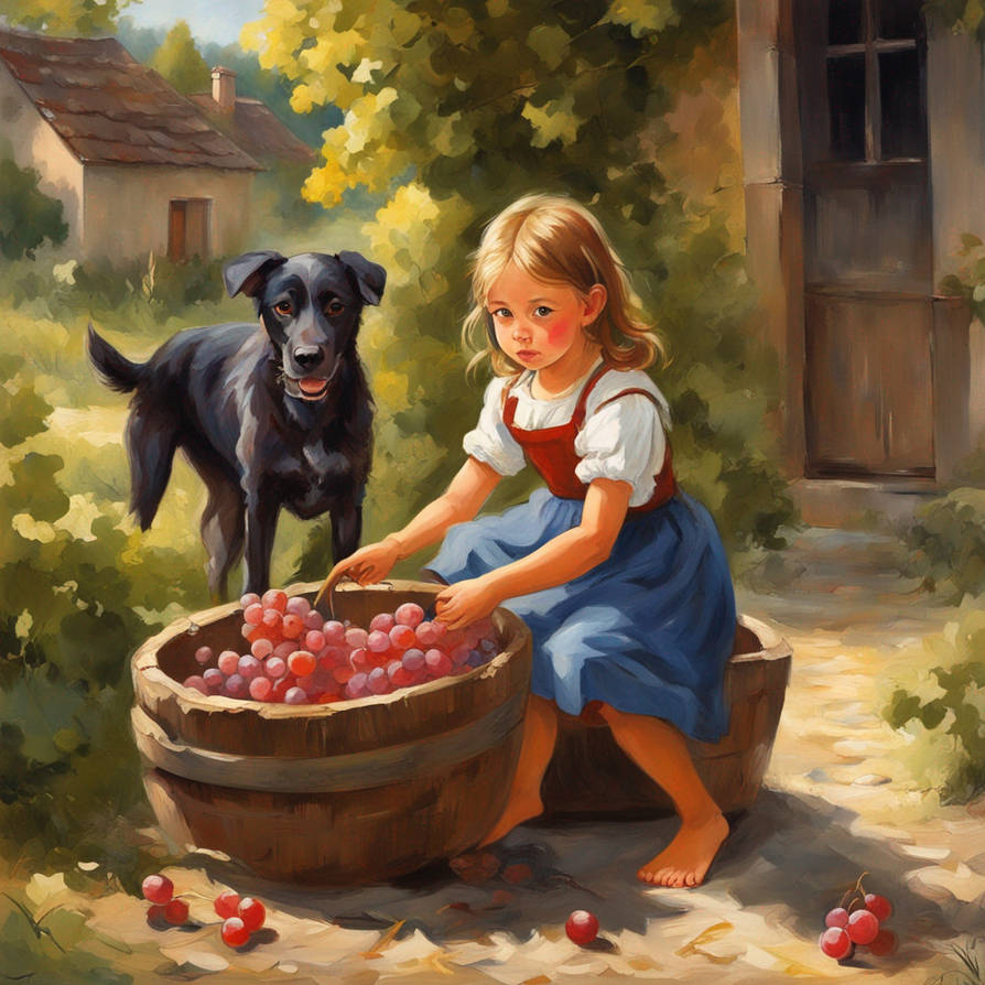 Draw a picture of a little girl in the European co