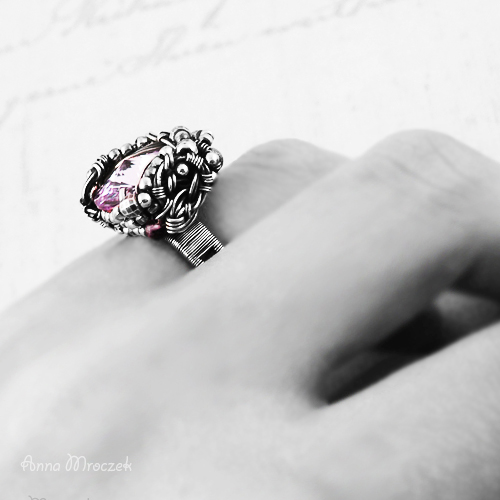 Engagement ring, wrapped, Swarovski Violet, III