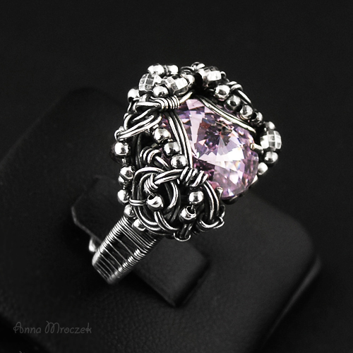 Engagement ring, wrapped, Swarovski Violet, I