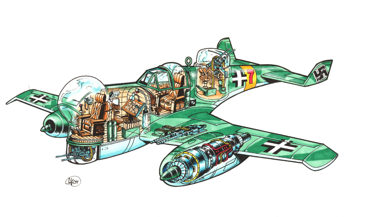 German Jet Fighter cutaway