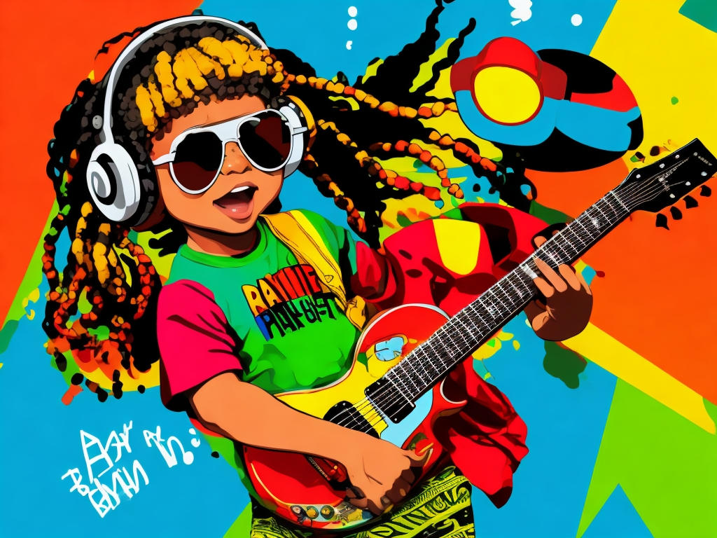 DreamShaper v5 rasta baby playing a guitar wearing by moochybee on ...
