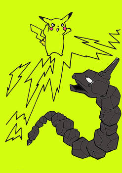 Pikachu Fights Onix With Electric Power