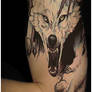 Color tattoo wolf.