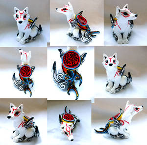 Okami Amaterasu Sculpture w/ Solar Flare. SOLD