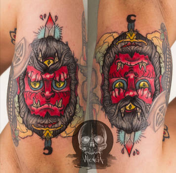 two faced demon tattoo