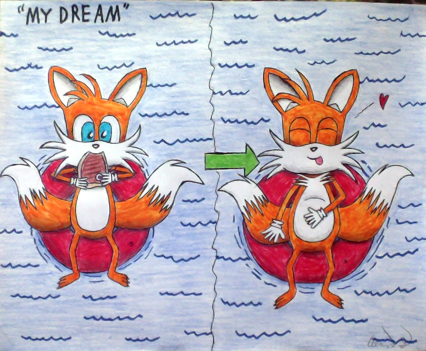 Tails eating steak (My dream)