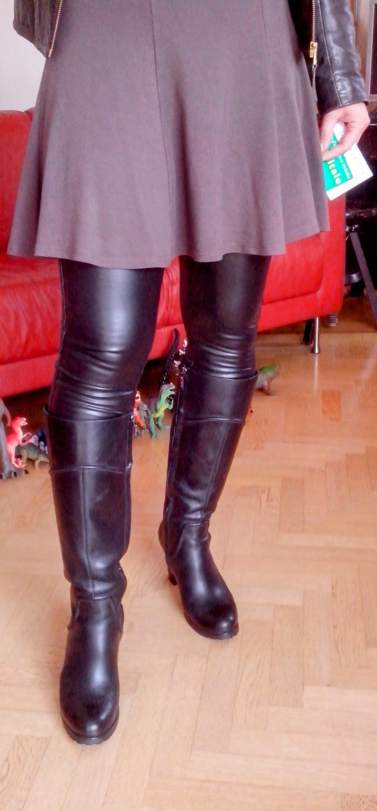 Urban leather boots leggings skirt wife
