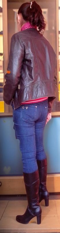 Leather Boots and brown leather jacket