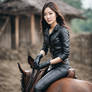 Asian Beauty Woman riding