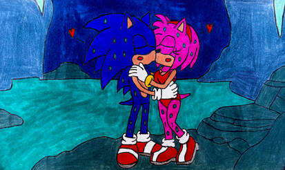 SonAmy Kissing in a Cavern