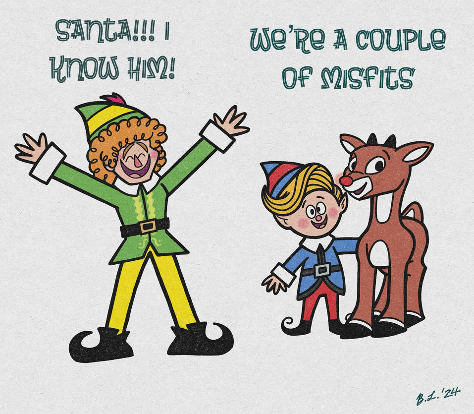 Elf And Rudolph The Red Nosed Reindeer Fan Art by IrishBeckyCartoons on ...