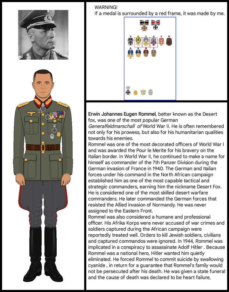 Irwin Rommel Uniform Generalfieldmarschall Erwin Rommel full Medal by al-mackh on DeviantArt