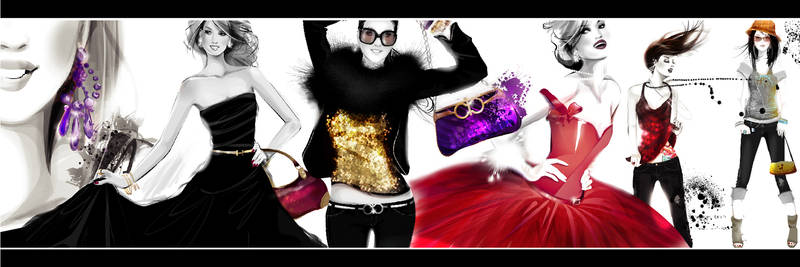 fashion collage bw color