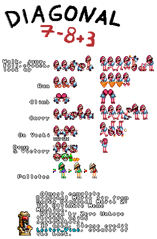 Diagonal Movement Sprites Super Diagonal Mario the Ultimate Spritesheet by Zer0zer0seven on ...