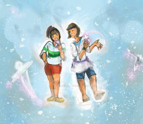 Chihiro and Haku from  Spirited Away