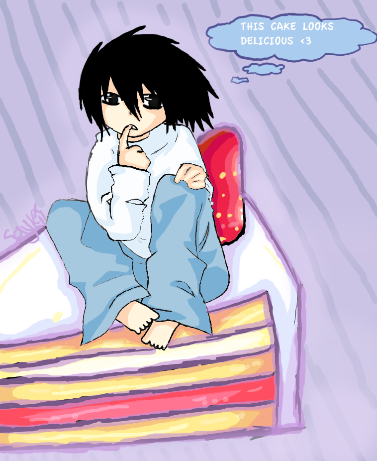 Chibi Lawliet and his cake