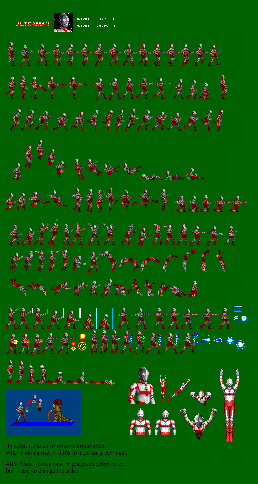 SNES Ultraman: Ultraman Great Spritesheet