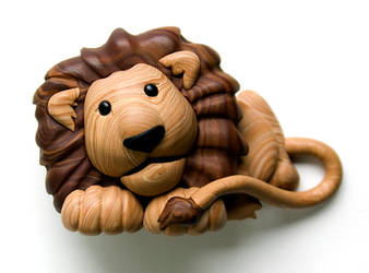 Faux Wood Lion