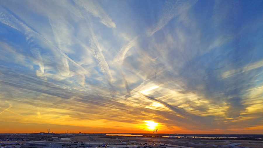 PHL Sunrise Contrails