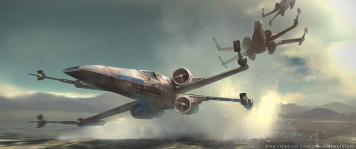 Star Wars X-Wings over water
