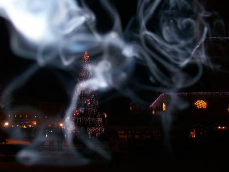 Smoke and Christmas lights