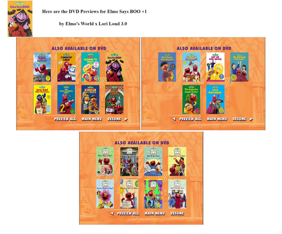 Elmo Says BOO +1 DVD Previews by 650lisBon on DeviantArt