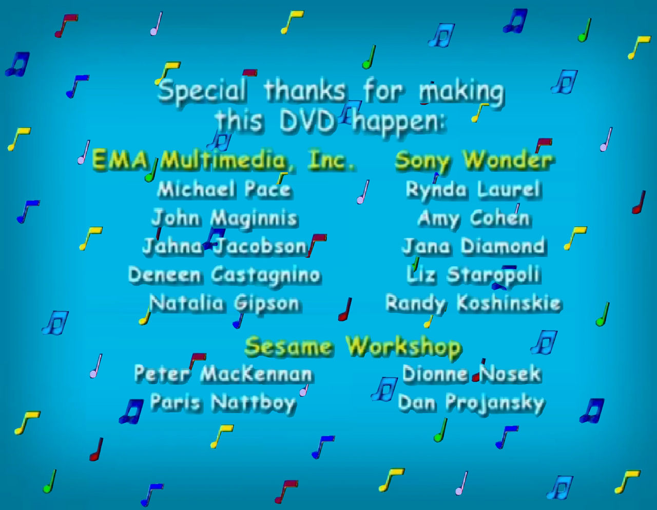 Sesame Street Kids' Favorite Songs 2 2001 DVD Menu