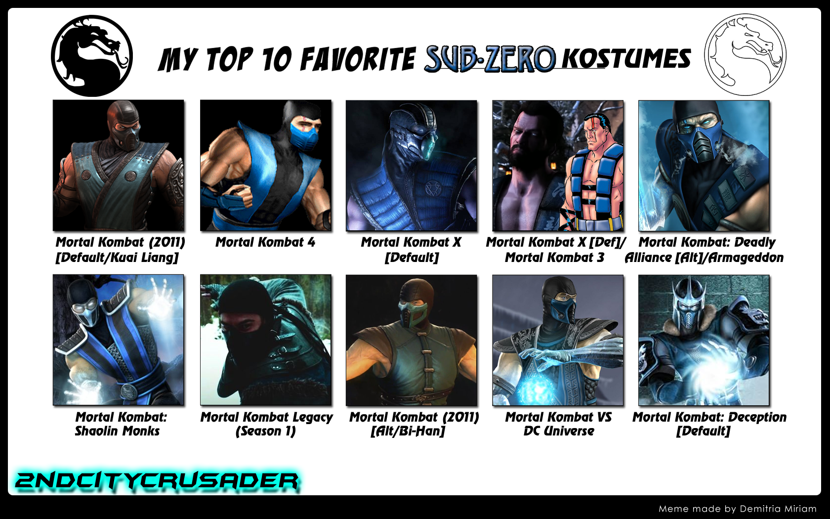 Mortal Kombat 4 - Sub-Zero Move List 