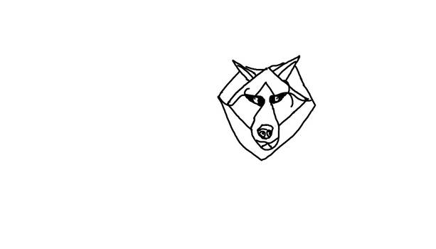 Unfinished, Uncolored, Eyes Crissed Crossed Wolf