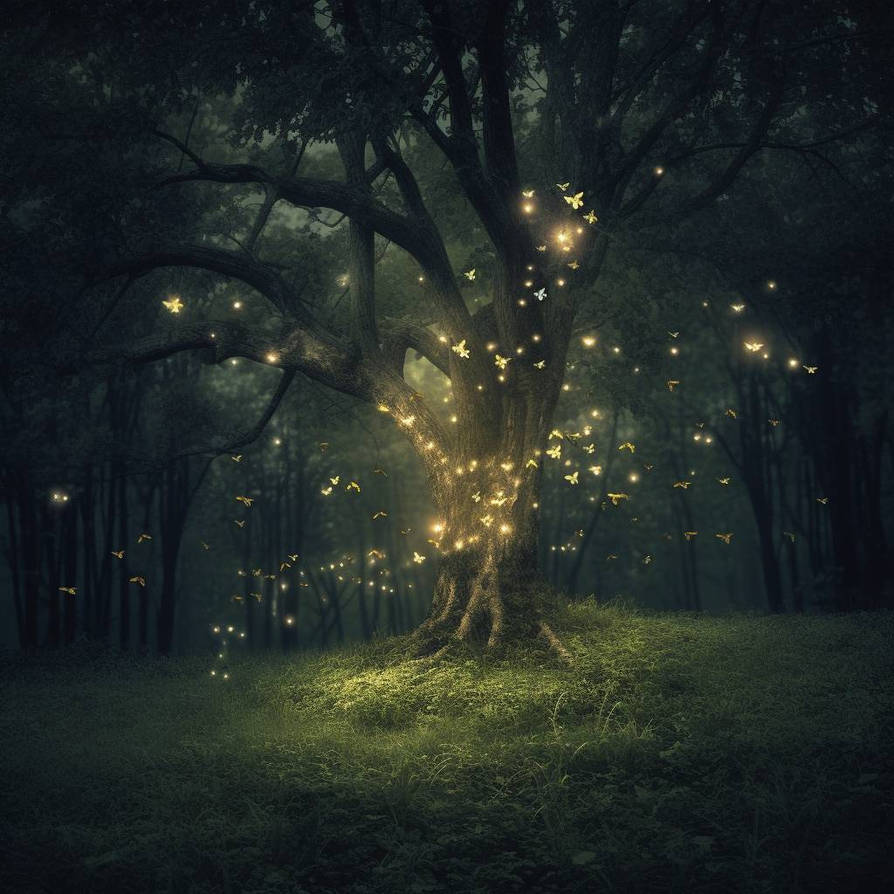 Fireflies tree by ByanEl on DeviantArt