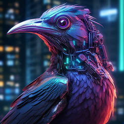 Cyberpunk Holographic Bird 2 by ByanEl