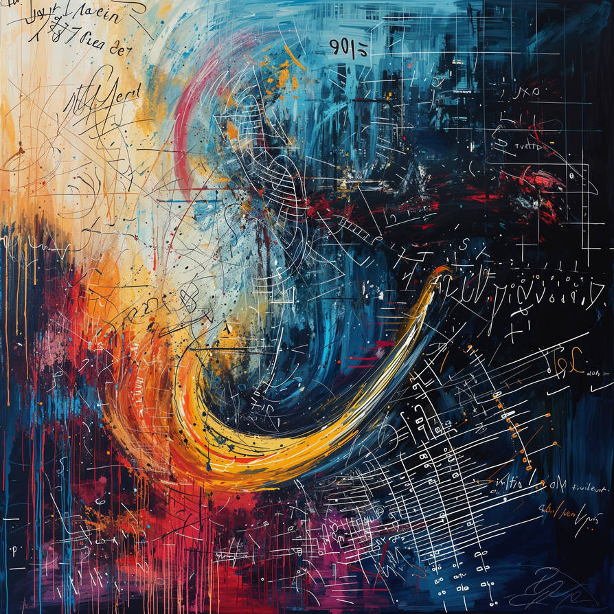 Add Math Painting Mathematics and AI representation, painting style by ByanEl on DeviantArt