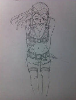 Jinx the loose cannon draw in process