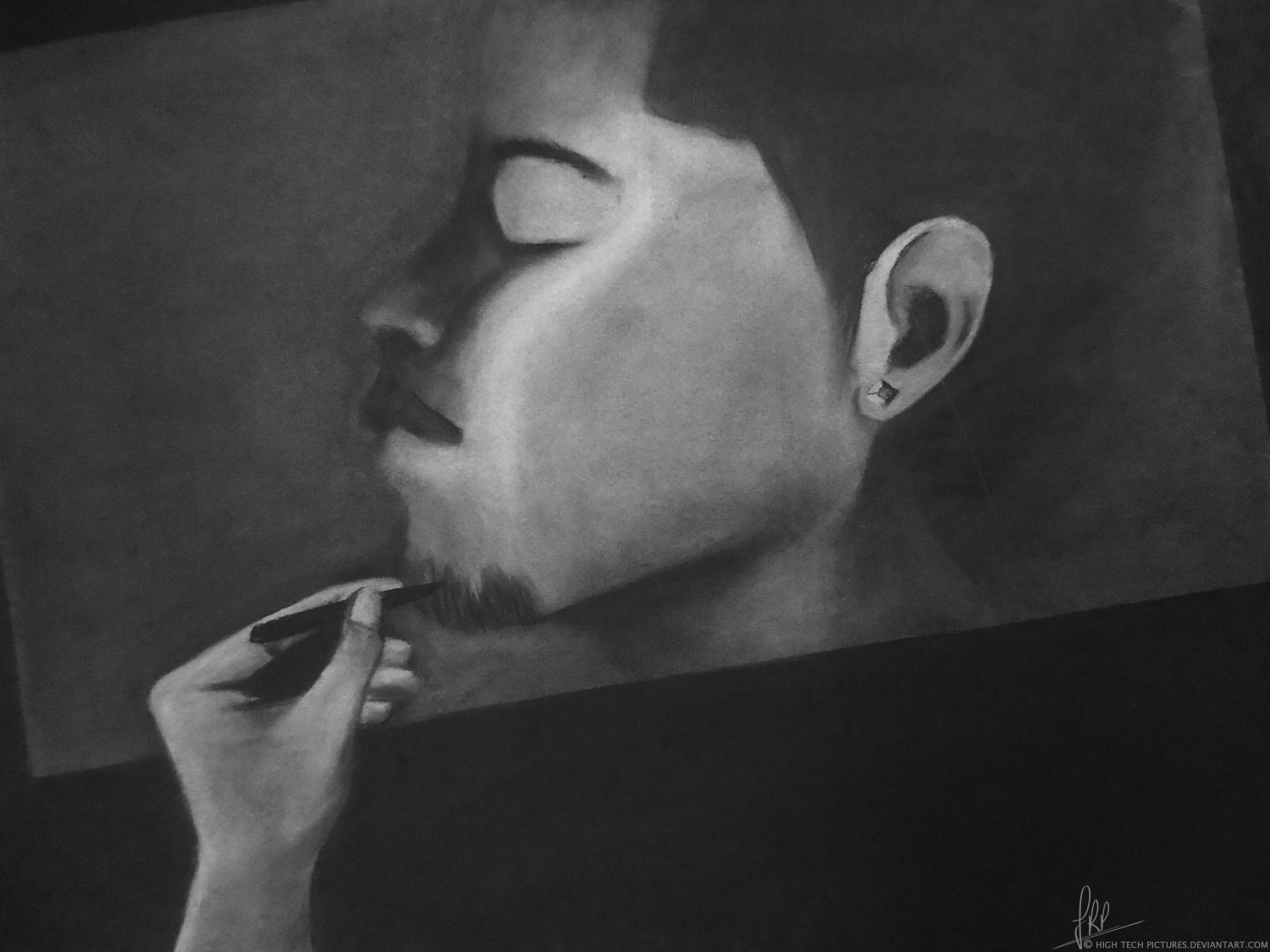 The Charcoal Work of a Self-Portrait