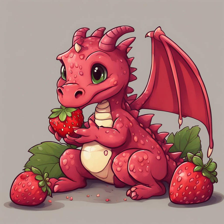 Dragon Eat Raspberry Cute dragon eating a strawberry by WOXALOFFILL on DeviantArt