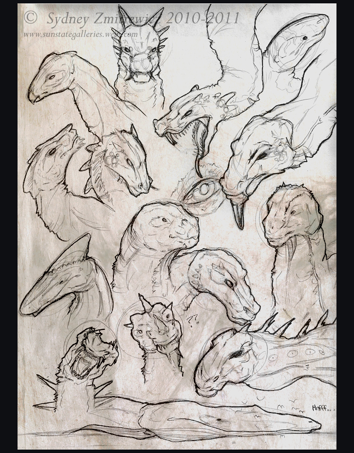 Dinosaur head sketches