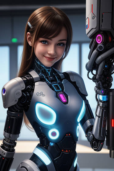 KREA AI - female cyborg medic. Nier Automata. monoboob. carb