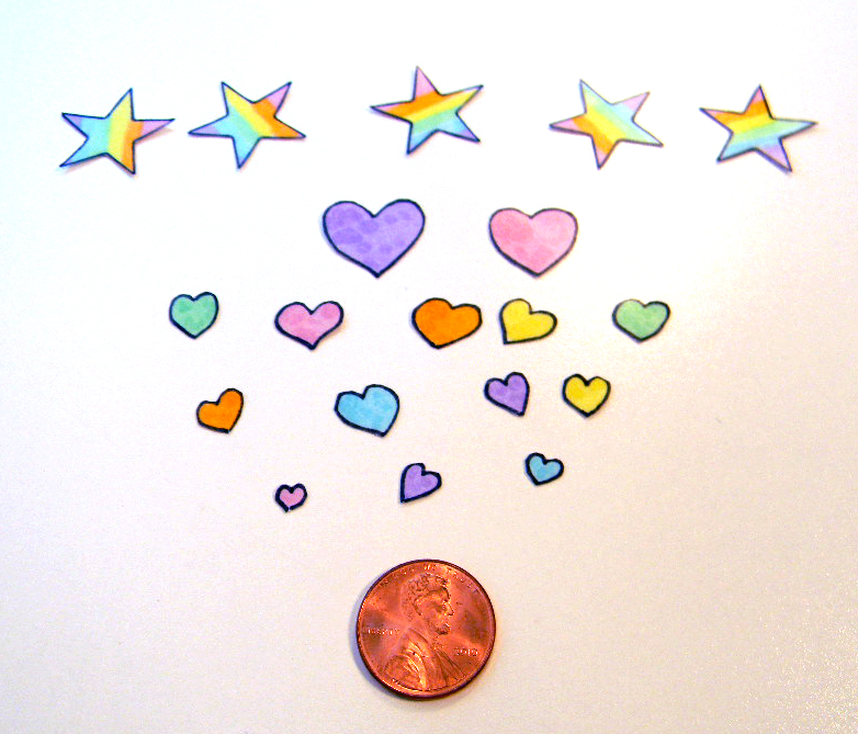 Hearts and Stars Stickers 19 Pieces