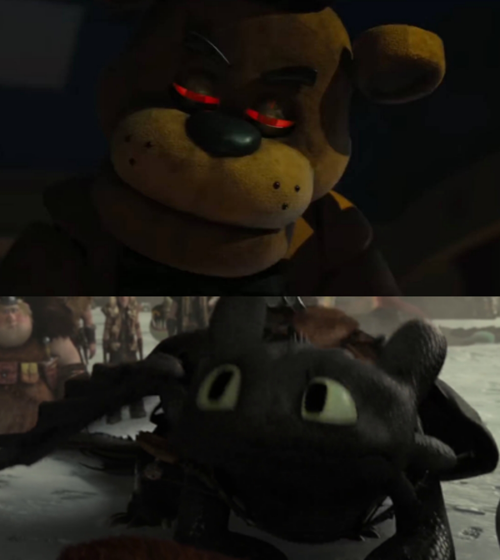 Toothless scared Of Freddy Fazbear by maxtop9002 on DeviantArt