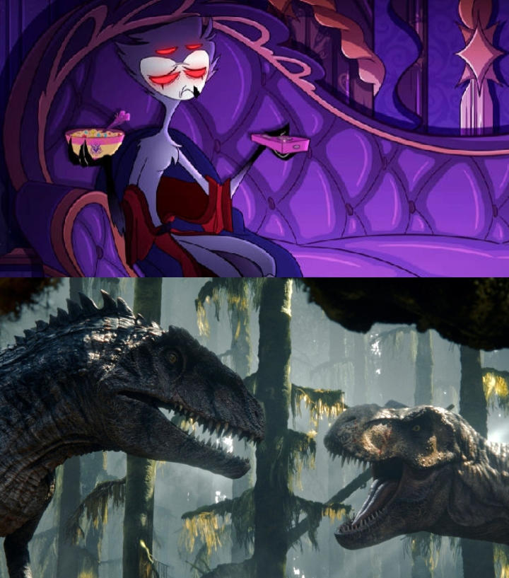 Stolas watching Jurassic World Dominimon by maxtop9002 on DeviantArt