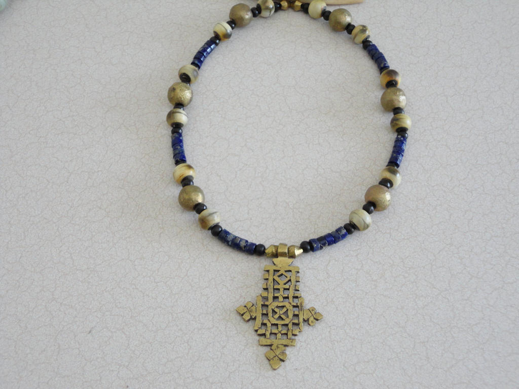 Cross Necklace with lapis