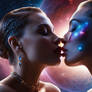 goddess lesbian kiss lipstick galactic space