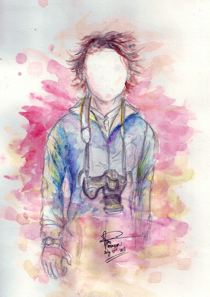 Self potrait on watercolor